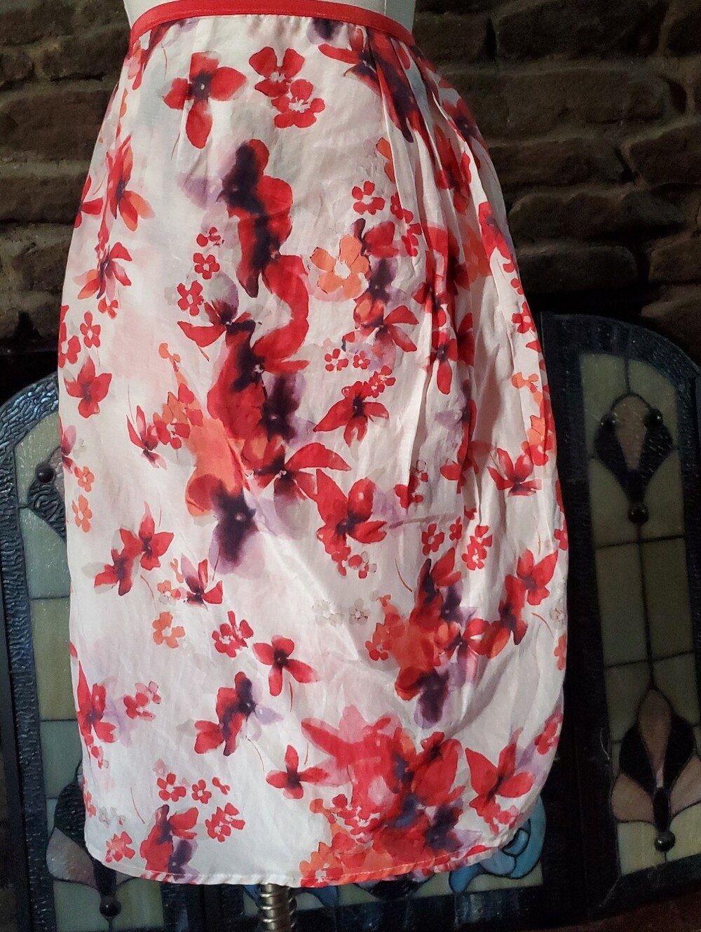 Nic+Zoe Silk Blend Floral Skirt 8 Women's Midi Cottagecore Office Career
